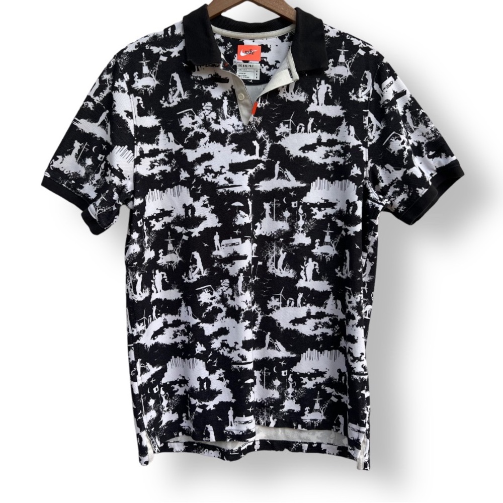 Nike British Open Toile Print Golf Polo Shirt Men’s M The Nike Polo Black EUC